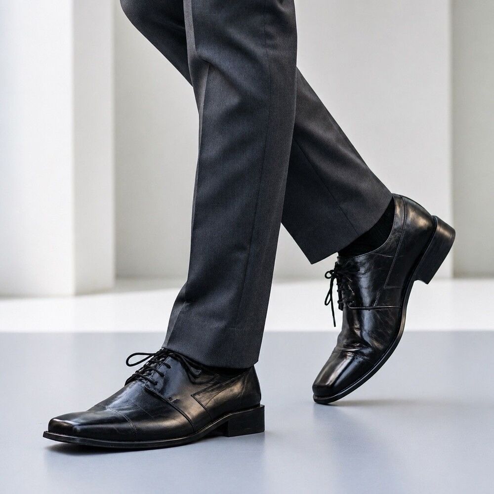 Marco Vicci Magnum Black Croc Embossed Leather Oxfords Mens 12M